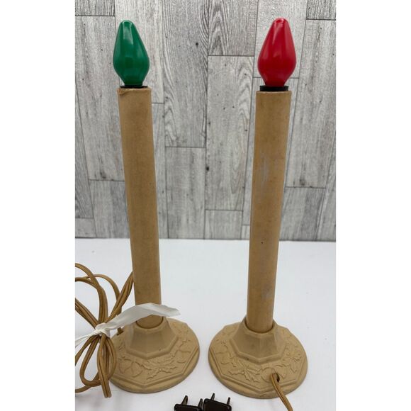 Pair Vintage Deluxe AMICO Electric Christmas Window Candles Cream - Picture 2 of 8